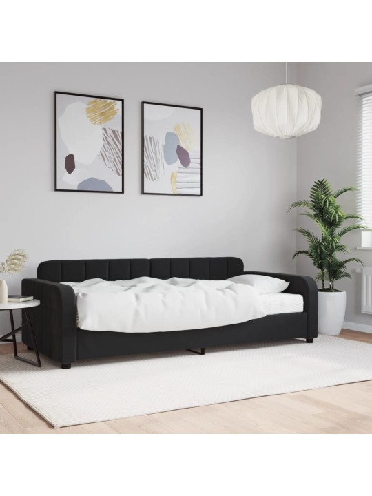 Válenda s matrací černá 90 x 200 cm samet