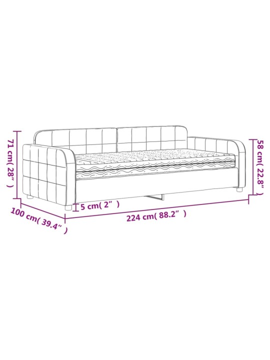 Válenda s matrací žlutá 90 x 200 cm samet