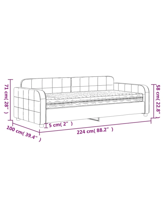 Válenda s matrací žlutá 90 x 200 cm samet