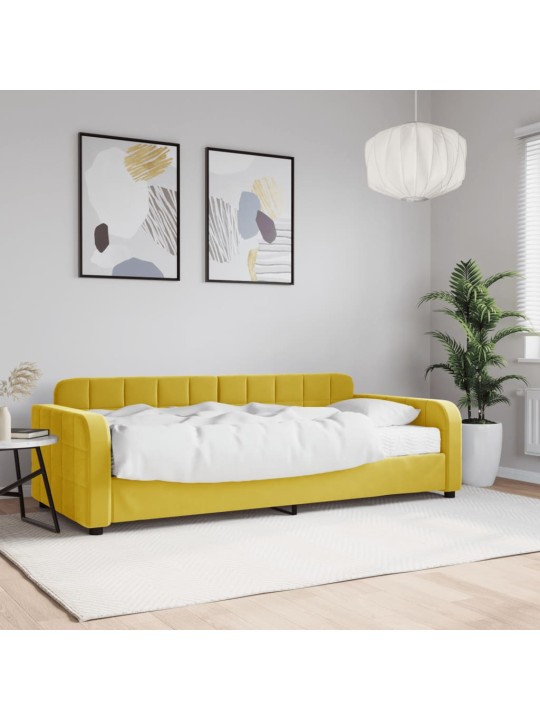 Válenda s matrací žlutá 90 x 200 cm samet