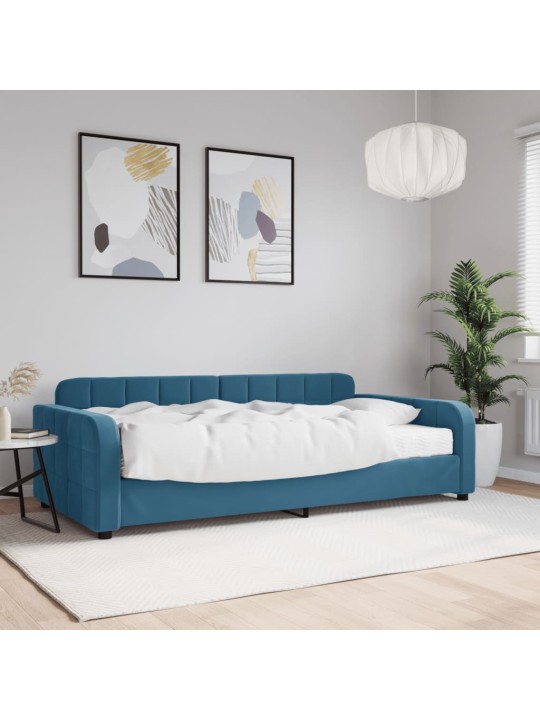 Válenda s matrací modrá 100 x 200 cm samet