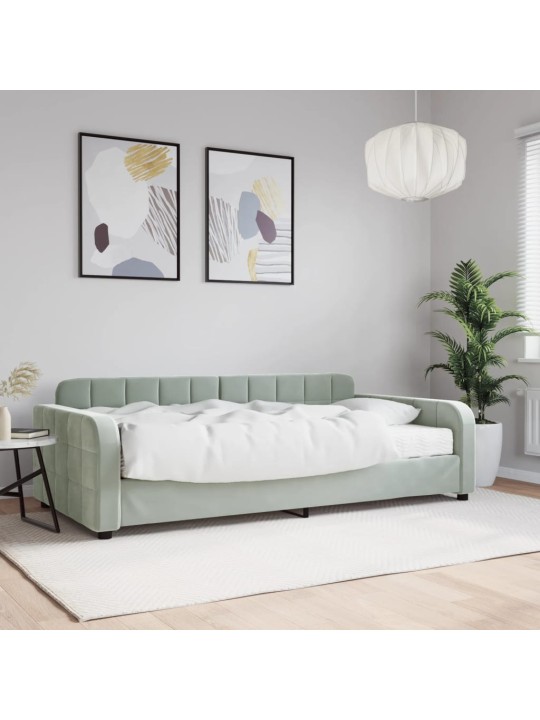 Válenda s matrací světle šedá 100 x 200 cm samet