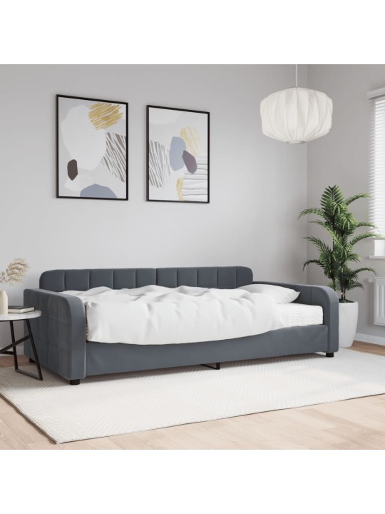 Válenda s matrací tmavě šedá 100 x 200 cm samet