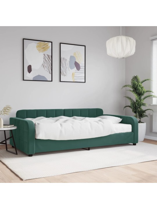 Válenda s matrací tmavě zelená 100 x 200 cm samet