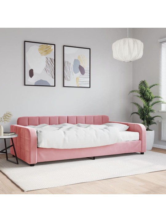 Válenda s matrací růžová 100 x 200 cm samet