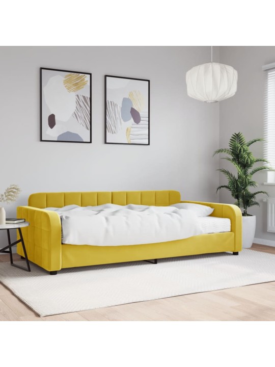 Válenda s matrací žlutá 100 x 200 cm samet