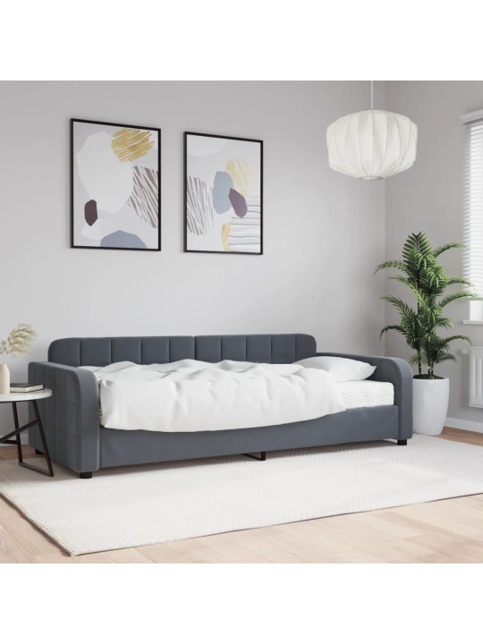 Válenda s matrací tmavě šedá 90 x 190 cm samet