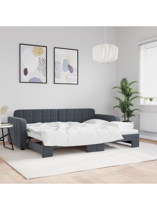 Válenda s přistýlkou tmavě šedá 80 x 200 cm samet
