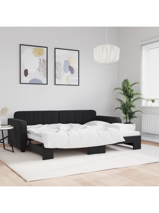 Válenda s přistýlkou černá 80 x 200 cm samet