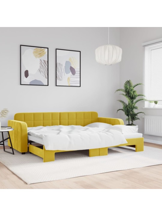 Válenda s přistýlkou žlutá 80 x 200 cm samet