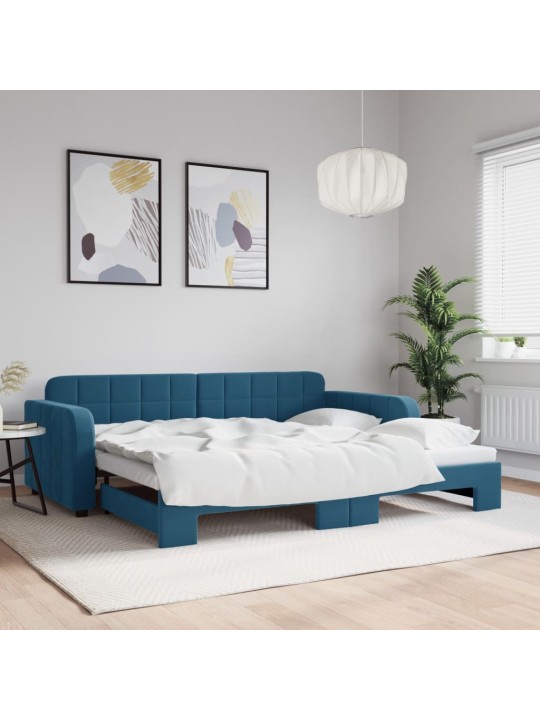 Válenda s přistýlkou modrá 90 x 200 cm samet
