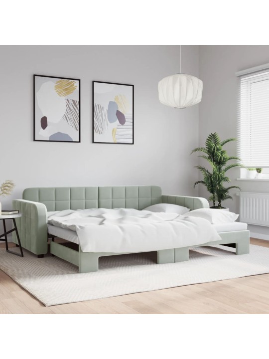 Válenda s přistýlkou světle šedá 90 x 200 cm samet
