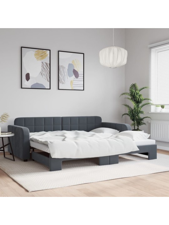 Válenda s přistýlkou tmavě šedá 90 x 200 cm samet