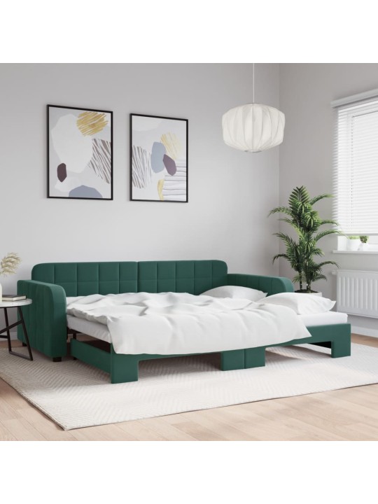 Válenda s přistýlkou tmavě zelená 90 x 200 cm samet