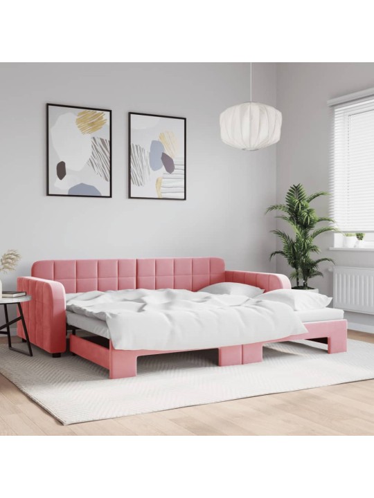 Válenda s přistýlkou růžová 90 x 200 cm samet