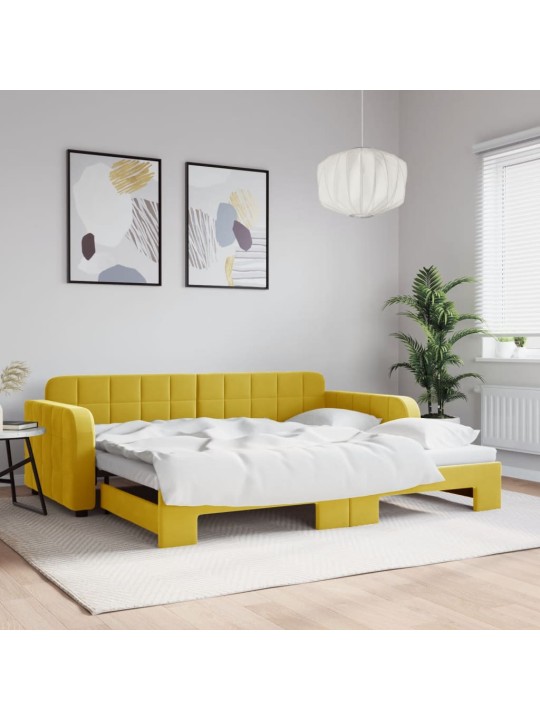 Válenda s přistýlkou žlutá 90 x 200 cm samet
