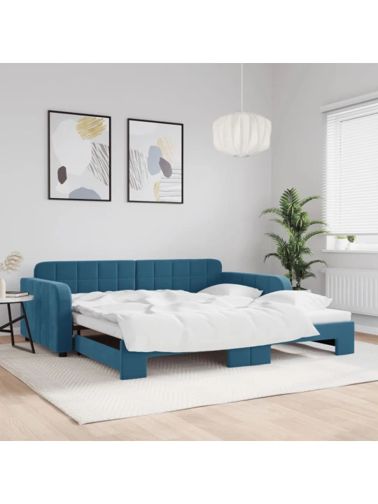 Válenda s přistýlkou modrá 100 x 200 cm samet