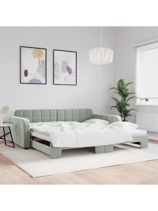 Válenda s přistýlkou světle šedá 100 x 200 cm samet
