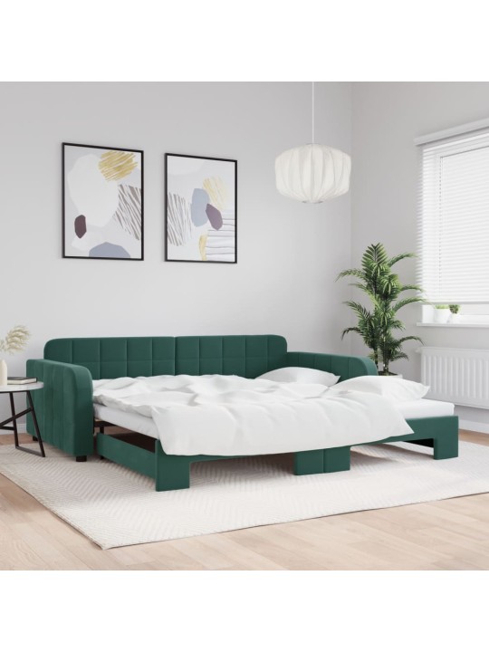 Válenda s přistýlkou tmavě zelená 100 x 200 cm samet