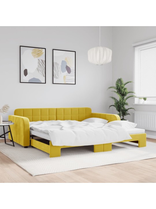Válenda s přistýlkou žlutá 100 x 200 cm samet