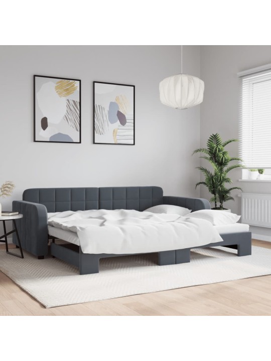Válenda s přistýlkou tmavě šedá 90 x 190 cm samet