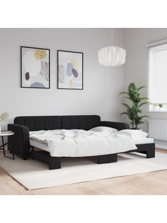 Válenda s přistýlkou černá 90 x 190 cm samet