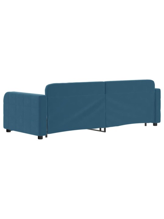 Válenda s přistýlkou a zásuvkami modrá 80 x 200 cm samet