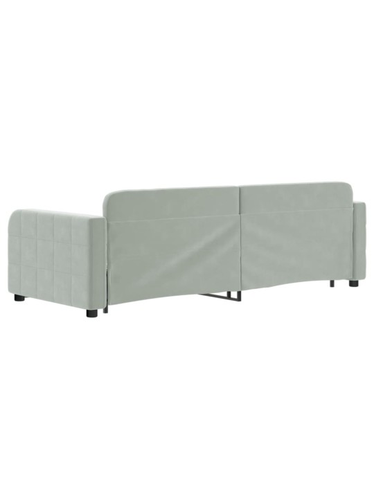 Válenda s přistýlkou a zásuvkami světle šedá 80 x 200 cm samet