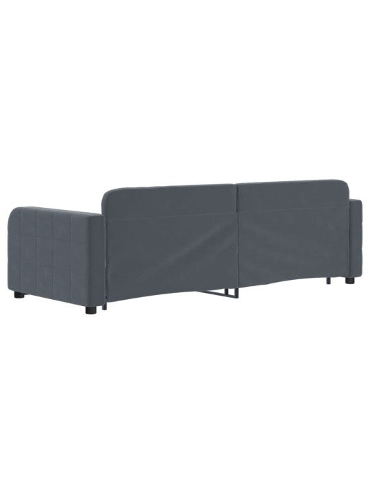 Válenda s přistýlkou a zásuvkami tmavě šedá 80 x 200 cm samet