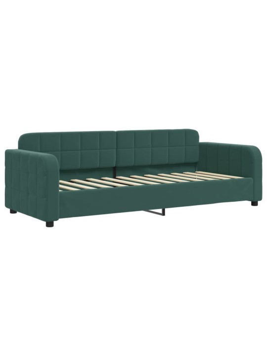 Válenda s přistýlkou a zásuvkami tmavě zelená 80 x 200 cm samet