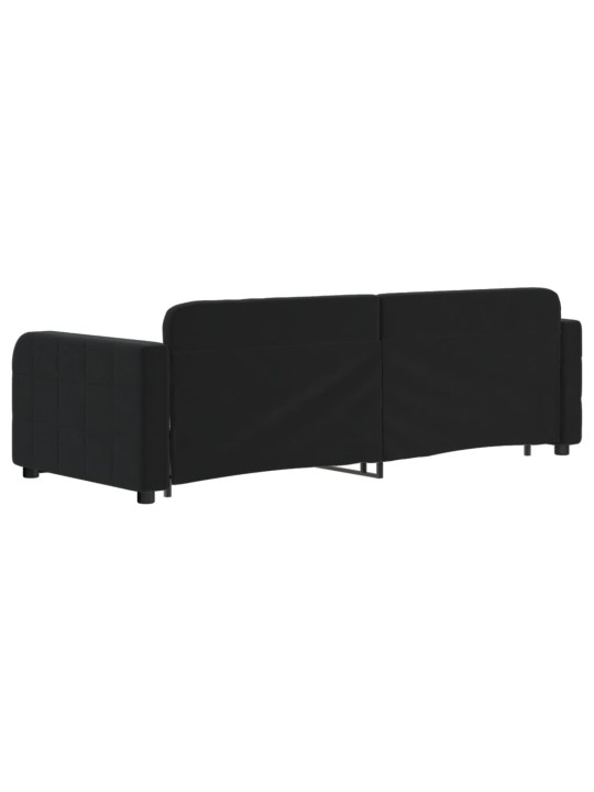 Válenda s přistýlkou a zásuvkami černá 80 x 200 cm samet