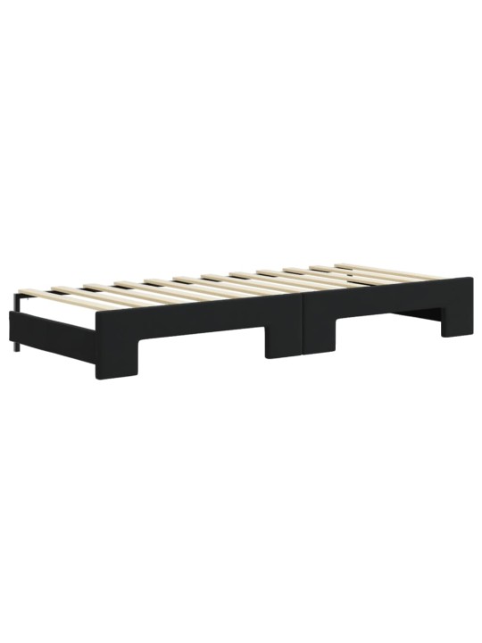 Válenda s přistýlkou a zásuvkami černá 80 x 200 cm samet