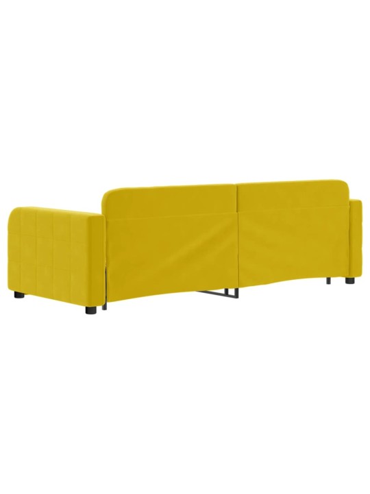Válenda s přistýlkou a zásuvkami žlutá 80 x 200 cm samet