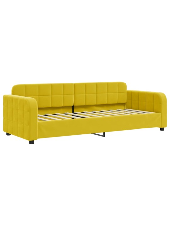 Válenda s přistýlkou a zásuvkami žlutá 80 x 200 cm samet