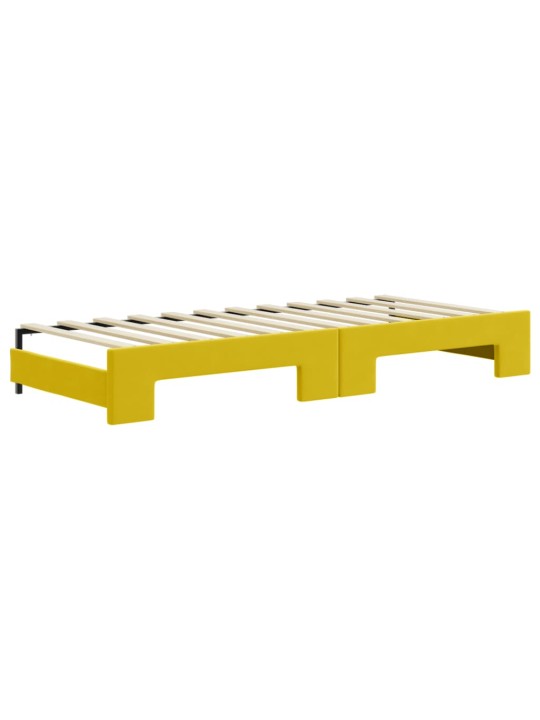 Válenda s přistýlkou a zásuvkami žlutá 80 x 200 cm samet