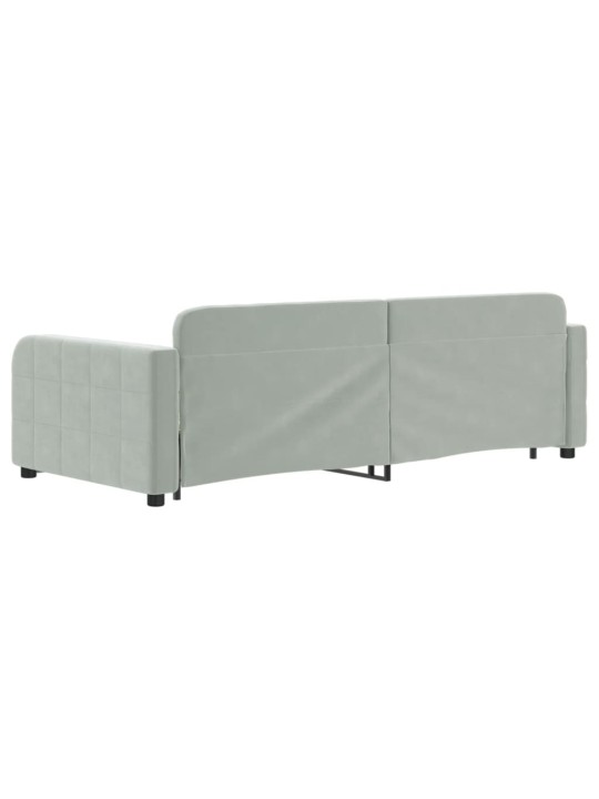 Válenda s přistýlkou a zásuvkami světle šedá 90 x 200 cm samet