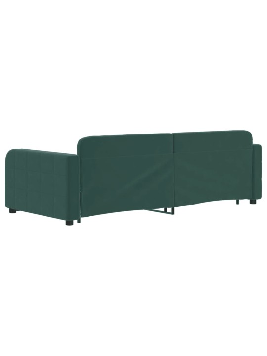 Válenda s přistýlkou a zásuvkami tmavě zelená 90 x 200 cm samet