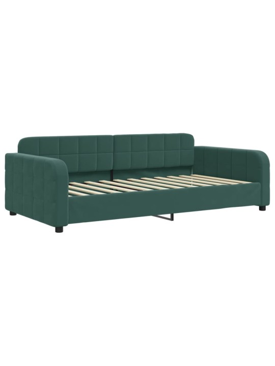 Válenda s přistýlkou a zásuvkami tmavě zelená 90 x 200 cm samet