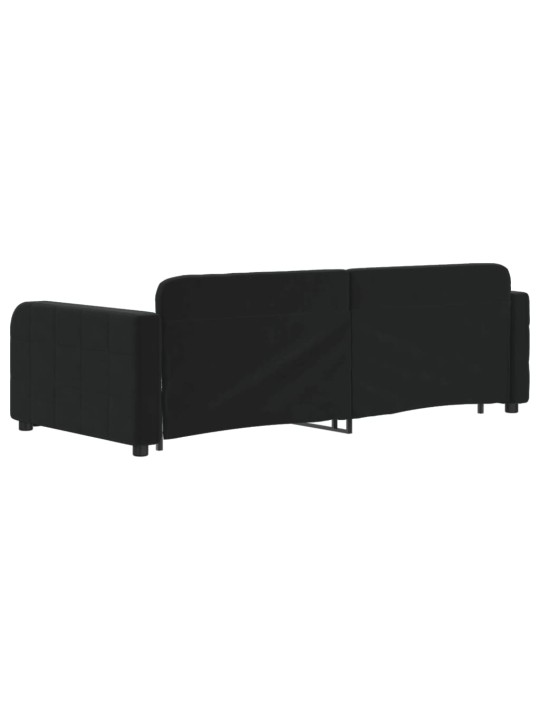 Válenda s přistýlkou a zásuvkami černá 90 x 200 cm samet
