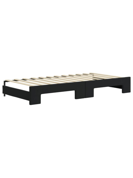 Válenda s přistýlkou a zásuvkami černá 90 x 200 cm samet