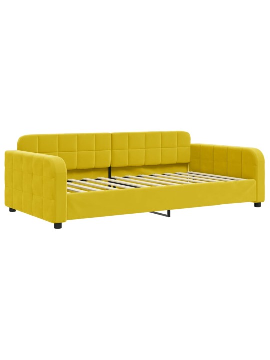 Válenda s přistýlkou a zásuvkami žlutá 90 x 200 cm samet