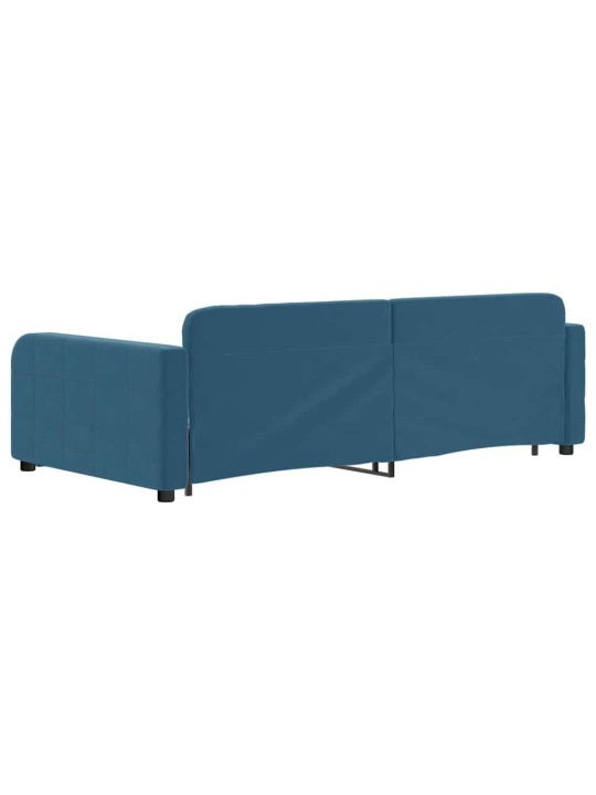 Válenda s přistýlkou a zásuvkami modrá 100 x 200 cm samet