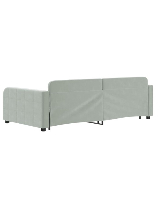 Válenda s přistýlkou a zásuvkami světle šedá 100 x 200 cm samet