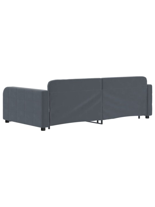 Válenda s přistýlkou a zásuvkami tmavě šedá 100 x 200 cm samet