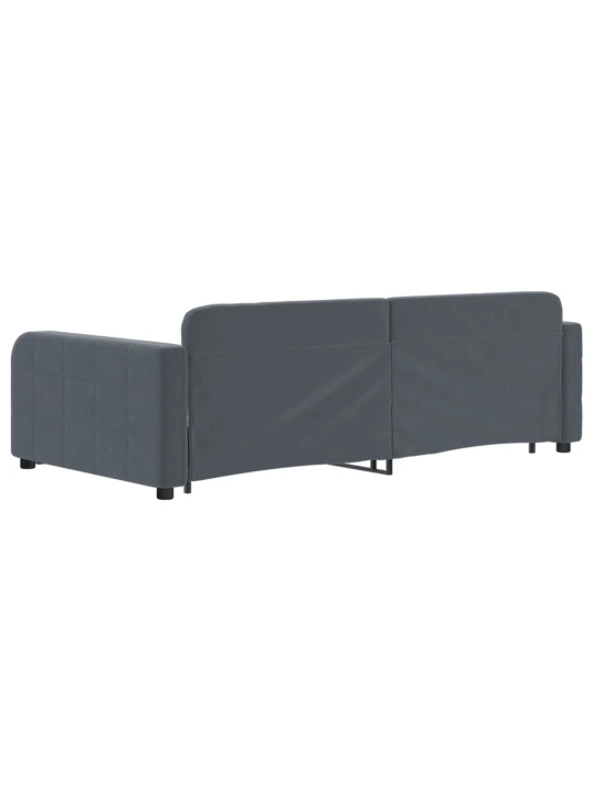 Válenda s přistýlkou a zásuvkami tmavě šedá 100 x 200 cm samet