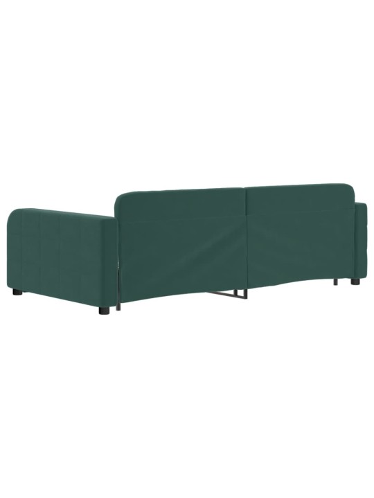 Válenda s přistýlkou a zásuvkami tmavě zelená 100x200 cm samet