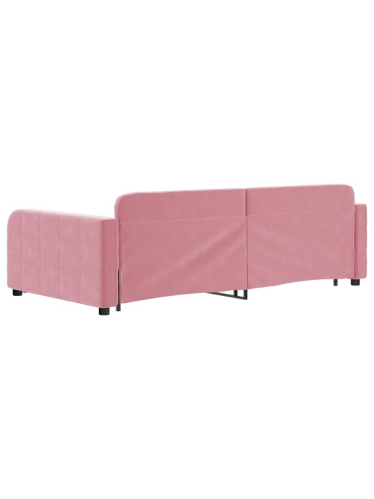 Válenda s přistýlkou a zásuvkami růžová 100 x 200 cm samet