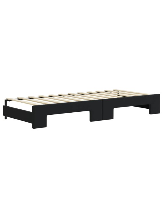 Válenda s přistýlkou a zásuvkami černá 80 x 200 cm samet
