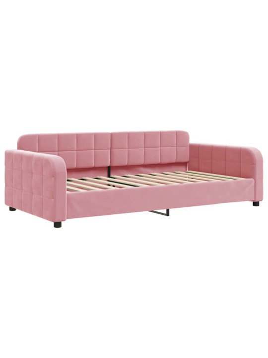 Válenda s přistýlkou a zásuvkami růžová 90 x 200 cm samet