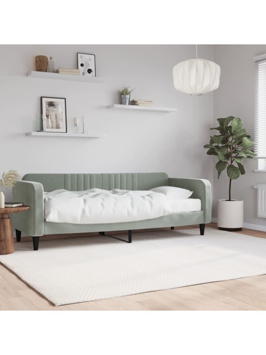 Válenda s matrací světle šedá 80 x 200 cm samet